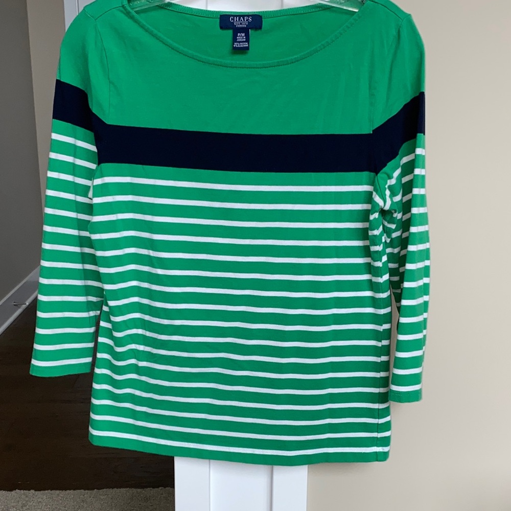 Chaps Emerald and Black Striped Shirt